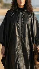 🖤 Waterproof Oiled Oversize Jacket with Large Hood – Black Only| لامع
