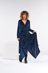 Elegant Turkish Velvet Wrap Dress for Women – Perfect for Any Occasion