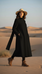 Camel Wool Dress with Oversized Scarf – Warmth & Timeless Style| سبوت