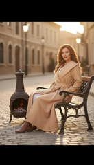 Heavy Wool Hooded Coat with Belt – Available in Black & Beige| لونج