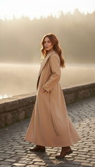 Heavy Wool Hooded Coat with Belt – Available in Black & Beige| لونج