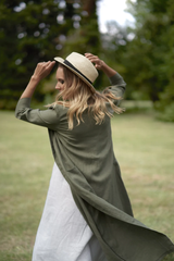 2-Piece Natural Linen Set: Cardigan & White Basic Dress { BLooM}