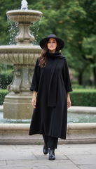 Camel Wool Dress with Oversized Scarf – Warmth & Timeless Style| سبوت