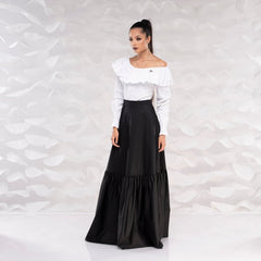 Long Maxi Skirt with Zipper & Button – Waterproof Fabric, All Sizes! جيب فرنس