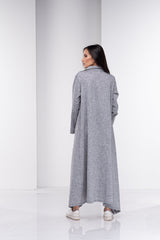 Gray Linen Kaftan: Stylish Design with Side Pockets