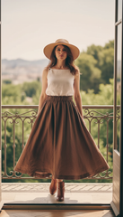 Linen Two-Piece Set – White Top &Flowing Skirt|طقم  توب وجيب