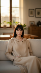 Kafftan with Hoodie  - Linen Treated-Linen  | سويت شيرت