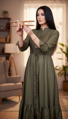 Maxi Dress with Front Zipper & Adjustable Inner Belt  |مشحم سوسته