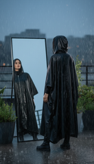 🖤 Waterproof Oiled Oversize Jacket with Large Hood – Black Only| لامع