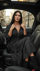 Maxi Dress with Front Zipper & Adjustable Inner Belt  |مشحم سوسته