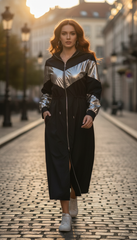 Black & Silver Waterproof Jacket  – Wear It as a Dress or Jacket!| ديسكو
