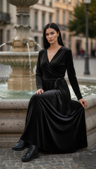 Turkish Velvet Wrap Dress  – Perfect for Any Occasion | راب قطيفه