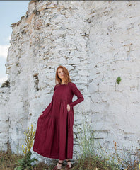 Frill Dress with Front & Back Ruffles: A Unique Italian Linen Design