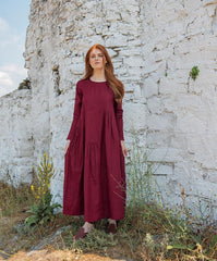 Frill Dress with Front & Back Ruffles: A Unique Italian Linen Design