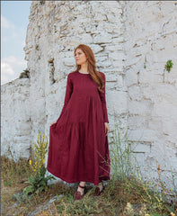 Frill Dress with Front & Back Ruffles: A Unique Italian Linen Design