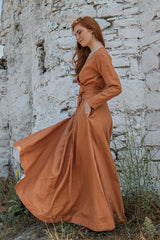 Linen Dress with Wrap Design & Wide Belt: Elegance and Femininity in Every Detail