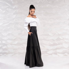 Long Maxi Skirt with Zipper & Button – Waterproof Fabric, All Sizes! جيب فرنس
