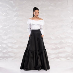 Long Maxi Skirt with Zipper & Button – Waterproof Fabric, All Sizes! جيب فرنس