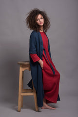 Burgundy & Navy Linen Set: Two-Piece Elegance with a Practical Twist