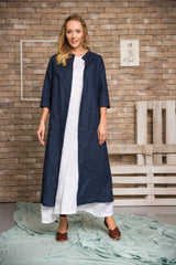 2-Piece Natural Linen Set: Cardigan & White Basic Dress { BLooM}