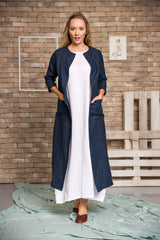 2-Piece Natural Linen Set: Cardigan & White Basic Dress { BLooM}