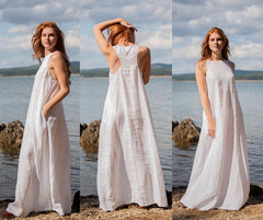 Long Linen Top with Side Slits – Versatile and Chic Look | توب فتحتات جراى