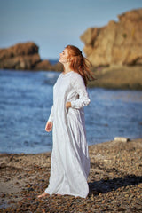 Frill Dress with Front & Back Ruffles: A Unique Italian Linen Design