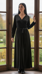 Turkish Velvet Wrap Dress  – Perfect for Any Occasion | راب قطيفه