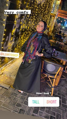 Black Oversized Dress with Balloon Sleeves | بالون