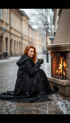 Heavy Wool Hooded Coat with Belt – Available in Black & Beige| لونج