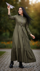 Maxi Dress with Front Zipper & Adjustable Inner Belt  |مشحم سوسته