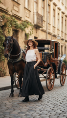 Linen Cloche Skirt with Hidden Pockets |كلوش