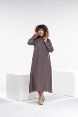 Luxurious Italian Linen Dress – Elegant Wrinkle-Resistant Design with Hidden Pockets