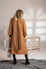 Camel Wool Dress with Oversized Scarf – Ultimate Warmth & Timeless Style