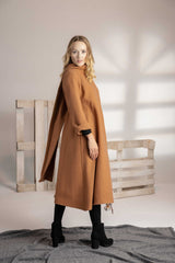 Camel Wool Dress with Oversized Scarf – Ultimate Warmth & Timeless Style