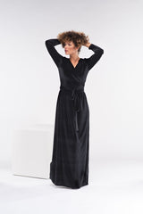 Elegant Turkish Velvet Wrap Dress for Women – Perfect for Any Occasion