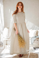 Wrinkle-Resistant Linen Dress – Effortless Elegance & Comfort| عشبي