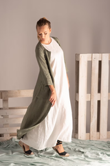 2-Piece Natural Linen Set: Cardigan & White Basic Dress { BLooM}