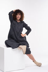 Kafftan with Hoodie  - Linen | سويت شيرت