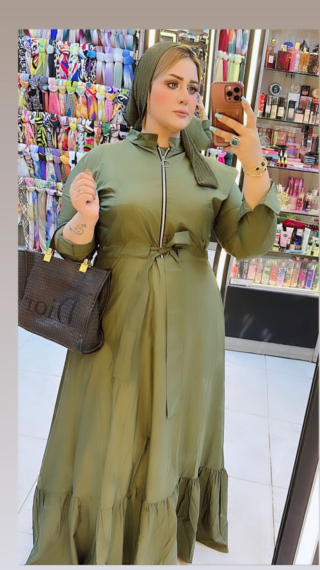 Varna Maxi Dress with Front Zipper & Adjustable Inner Belt – Available in Army Green & Black