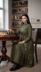 Maxi Dress with Front Zipper & Adjustable Inner Belt  |مشحم سوسته