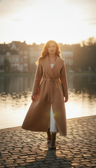 Heavy Wool Hooded Coat with Belt – Available in Black & Beige| لونج