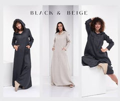 Kafftan with Hoodie  - Linen | سويت شيرت