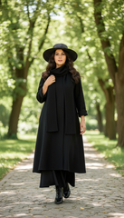 Camel Wool Dress with Oversized Scarf – Warmth & Timeless Style| سبوت