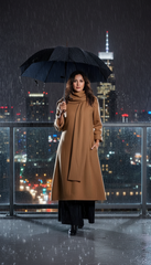 Camel Wool Dress with Oversized Scarf – Warmth & Timeless Style| سبوت