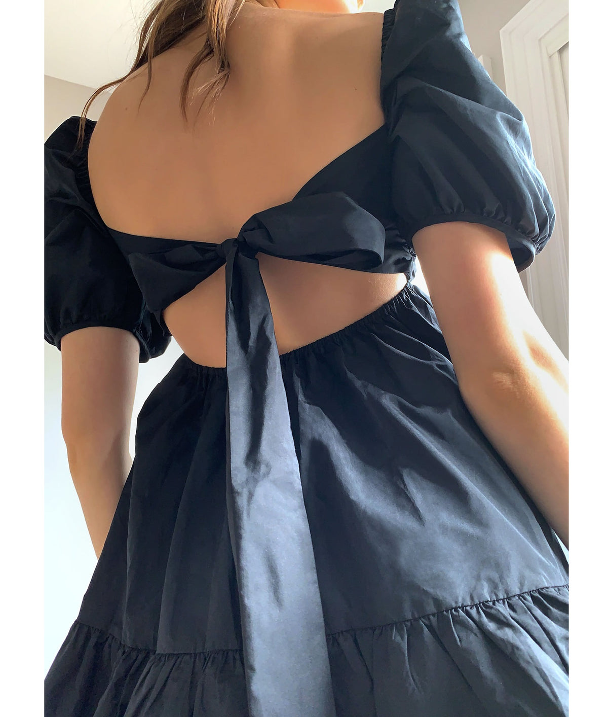 Short Dress with Back Tie & Flared Sleeves LION| أسد