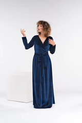 Elegant Turkish Velvet Wrap Dress for Women – Perfect for Any Occasion