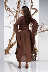 Natural Linen Dress: Elegant Brown & Black for All Occasions