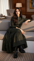 Maxi Dress with Front Zipper & Adjustable Inner Belt  |مشحم سوسته