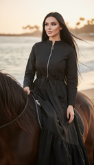 Maxi Dress with Front Zipper & Adjustable Inner Belt  |مشحم سوسته